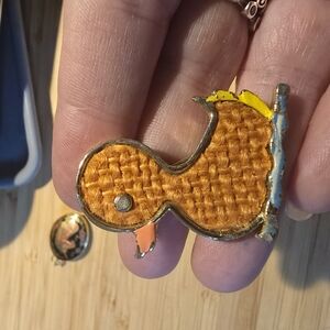 Vintage Rare Orange Woven Duck Brooch Pin